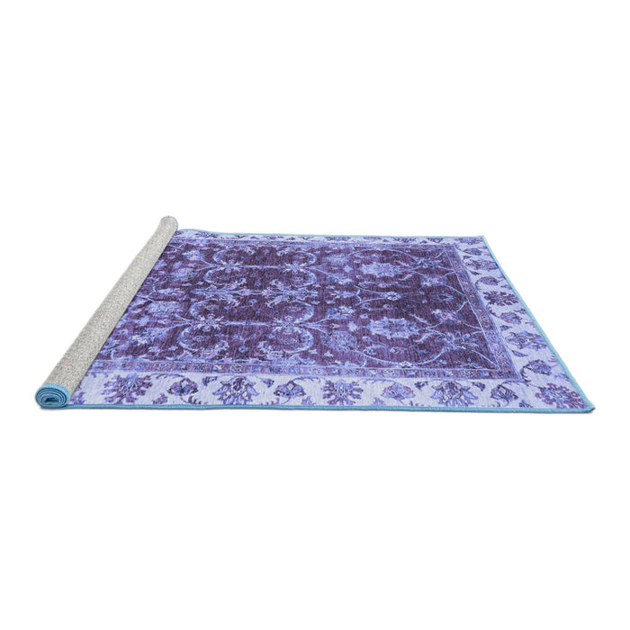 Sideview of Machine Washable Abstract Blue Modern Rug, wshabs3543blu