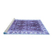 Sideview of Machine Washable Abstract Blue Modern Rug, wshabs3543blu