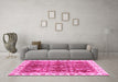 Machine Washable Abstract Pink Modern Rug in a Living Room, wshabs3543pnk