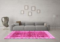 Machine Washable Abstract Pink Modern Rug, wshabs3543pnk