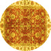 Round Abstract Yellow Modern Rug, abs3543yw