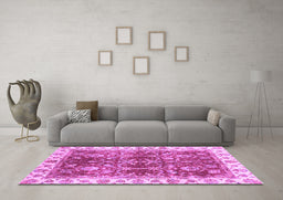 Machine Washable Abstract Purple Modern Area Rugs in a Living Room, wshabs3543pur