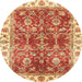 Round Machine Washable Abstract Fire Red Rug, wshabs3543