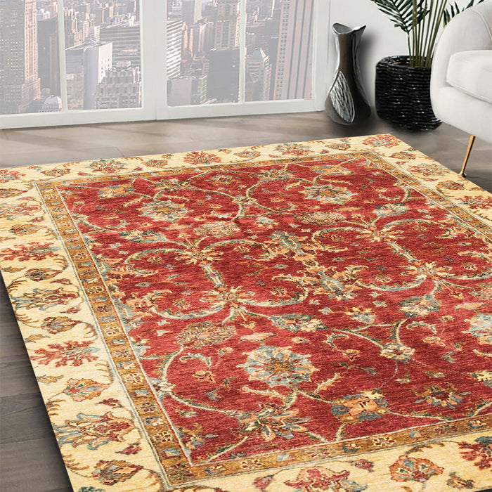 Machine Washable Abstract Fire Red Rug in a Family Room, wshabs3543