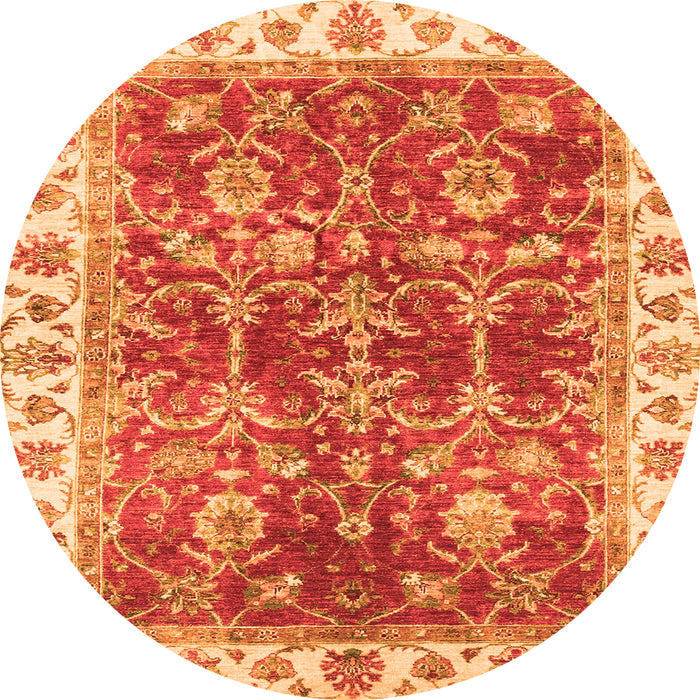 Round Abstract Orange Modern Rug, abs3543org