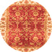 Round Abstract Orange Modern Rug, abs3543org