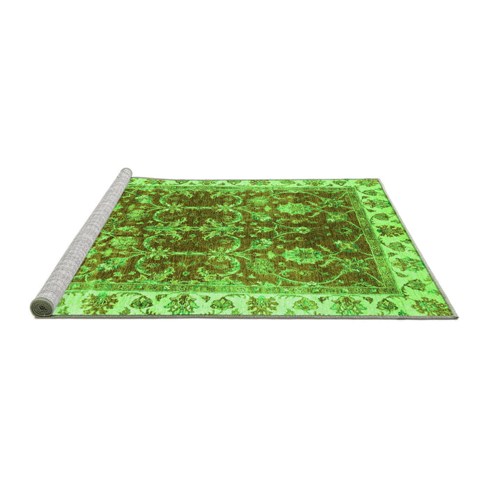 Sideview of Machine Washable Abstract Green Modern Area Rugs, wshabs3543grn