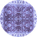 Round Abstract Blue Modern Rug, abs3543blu