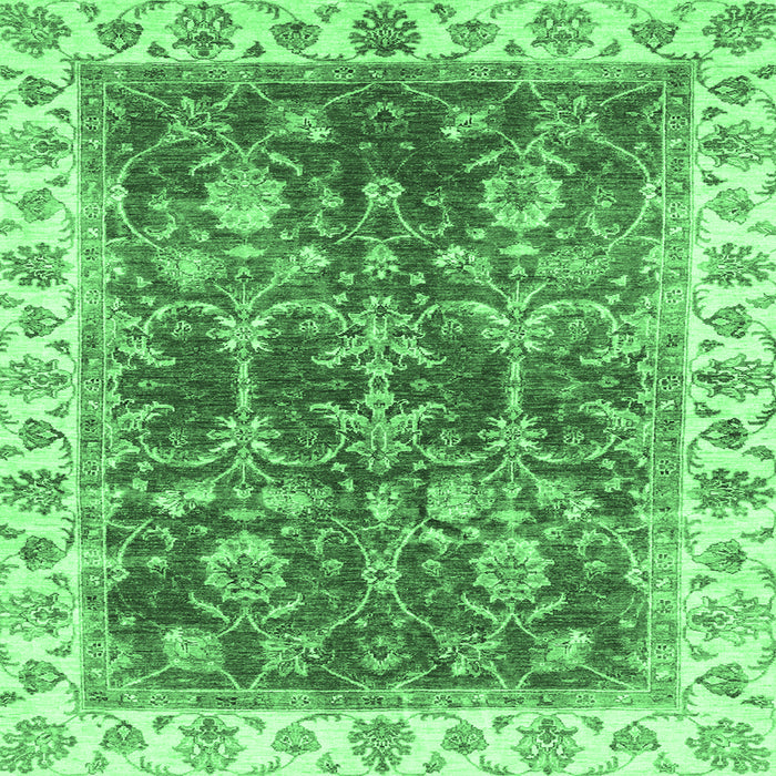Square Machine Washable Abstract Emerald Green Modern Area Rugs, wshabs3543emgrn