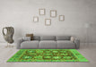 Machine Washable Abstract Green Modern Area Rugs in a Living Room,, wshabs3544grn