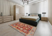 Abstract Camel Brown Modern Rug in a Bedroom, abs3544