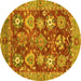 Round Abstract Yellow Modern Rug, abs3544yw