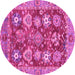 Round Machine Washable Abstract Pink Modern Rug, wshabs3544pnk