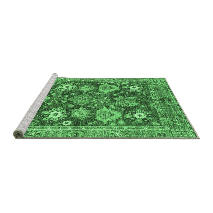 Sideview of Machine Washable Abstract Emerald Green Modern Area Rugs, wshabs3544emgrn