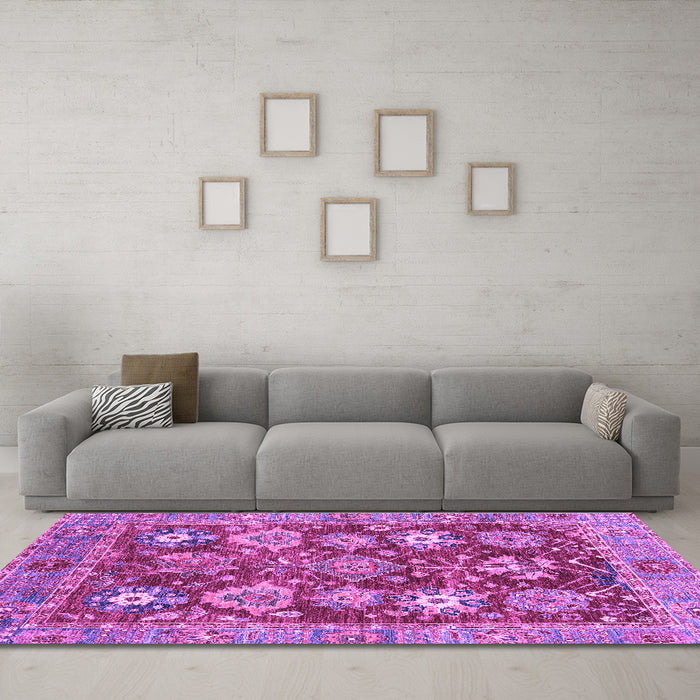 Machine Washable Abstract Purple Modern Area Rugs in a Living Room, wshabs3544pur