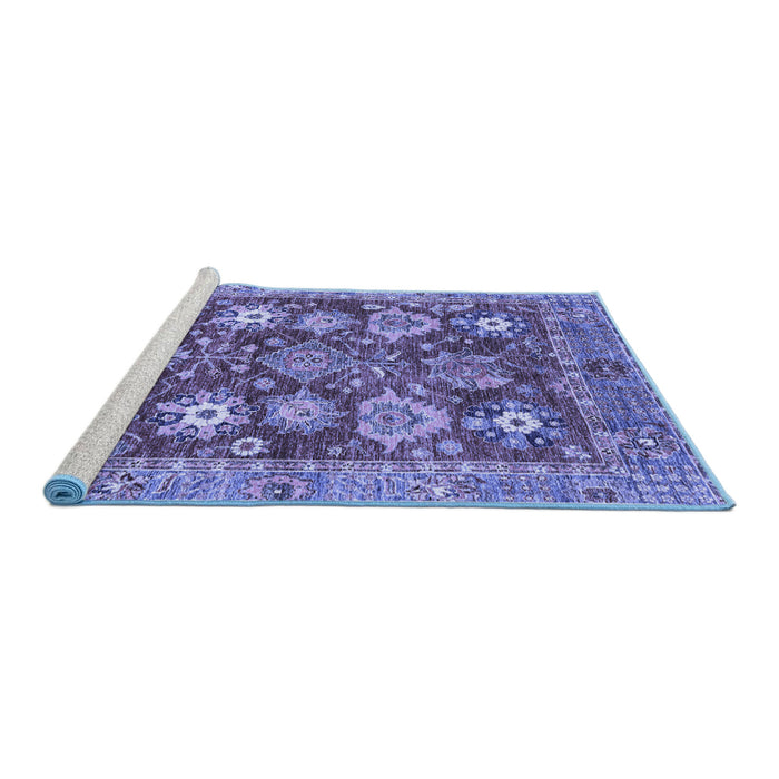 Sideview of Machine Washable Abstract Blue Modern Rug, wshabs3544blu
