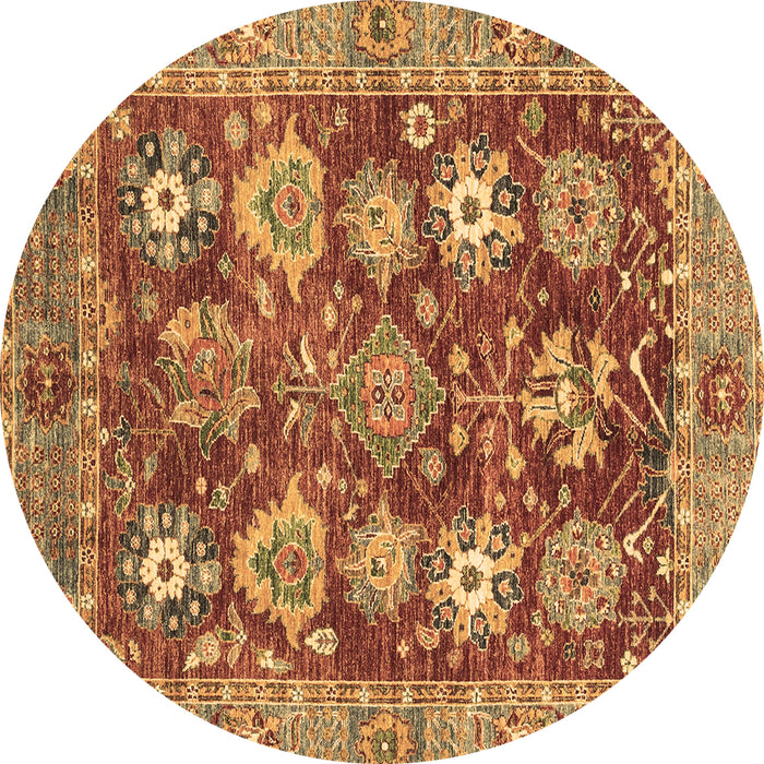 Round Machine Washable Abstract Brown Modern Rug, wshabs3544brn