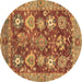 Round Machine Washable Abstract Brown Modern Rug, wshabs3544brn