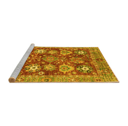 Sideview of Machine Washable Abstract Yellow Modern Rug, wshabs3544yw