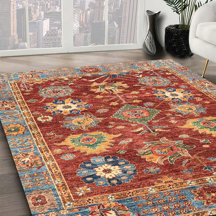 Abstract Camel Brown Modern Rug in Family Room, abs3544