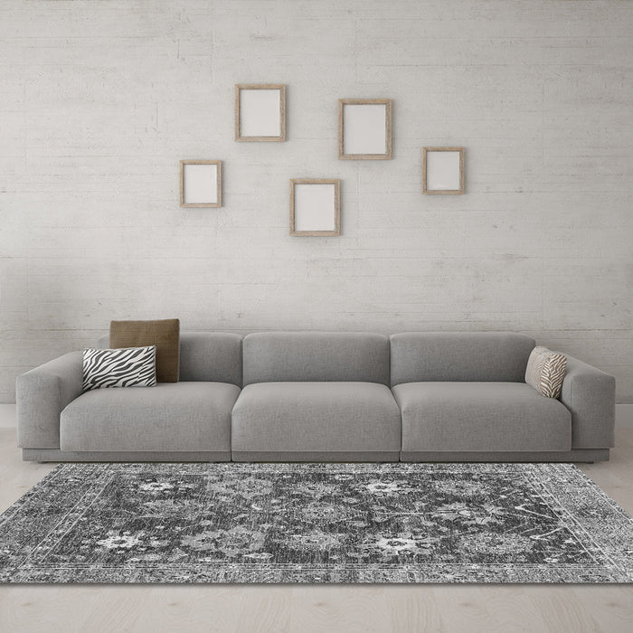 Machine Washable Abstract Gray Modern Rug in a Living Room,, wshabs3544gry