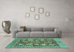 Machine Washable Abstract Turquoise Modern Area Rugs in a Living Room,, wshabs3544turq