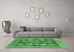 Machine Washable Abstract Emerald Green Modern Area Rugs in a Living Room,, wshabs3544emgrn