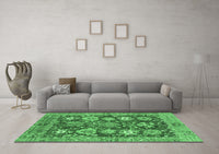 Machine Washable Abstract Emerald Green Modern Rug, wshabs3544emgrn