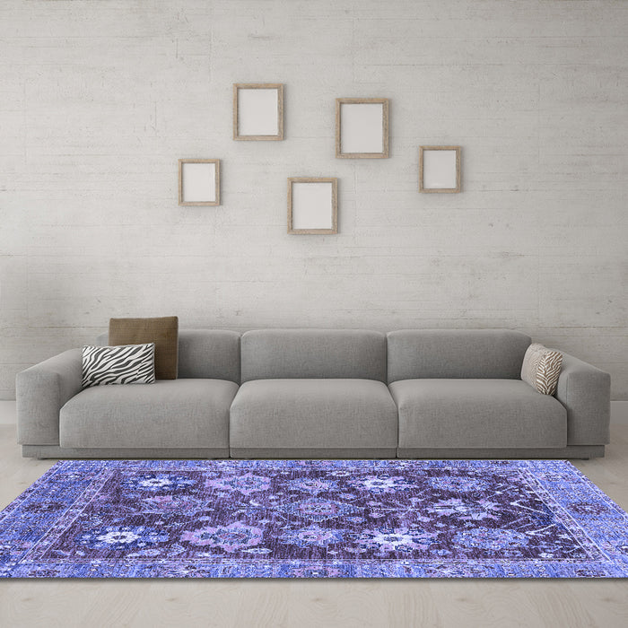 Machine Washable Abstract Blue Modern Rug in a Living Room, wshabs3544blu