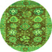 Round Machine Washable Abstract Green Modern Area Rugs, wshabs3544grn