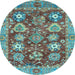 Round Abstract Light Blue Modern Rug, abs3544lblu