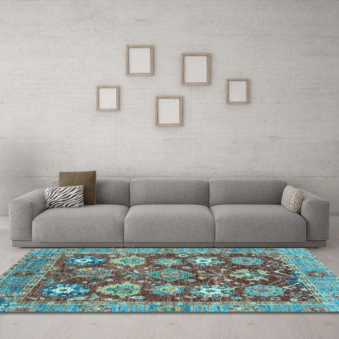 Machine Washable Abstract Light Blue Modern Rug in a Living Room, wshabs3544lblu