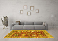 Machine Washable Abstract Yellow Modern Rug, wshabs3544yw