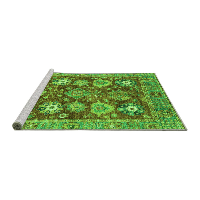 Sideview of Machine Washable Abstract Green Modern Area Rugs, wshabs3544grn