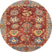 Round Machine Washable Abstract Camel Brown Rug, wshabs3544