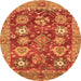 Round Abstract Orange Modern Rug, abs3544org