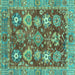 Square Abstract Turquoise Modern Rug, abs3544turq