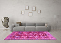 Machine Washable Abstract Pink Modern Rug, wshabs3544pnk