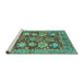 Sideview of Machine Washable Abstract Turquoise Modern Area Rugs, wshabs3544turq