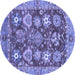 Round Machine Washable Abstract Blue Modern Rug, wshabs3544blu