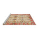 Sideview of Machine Washable Abstract Brown Gold Rug, wshabs3545