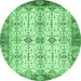 Round Abstract Emerald Green Modern Rug, abs3545emgrn