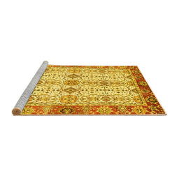 Sideview of Machine Washable Abstract Yellow Modern Rug, wshabs3545yw
