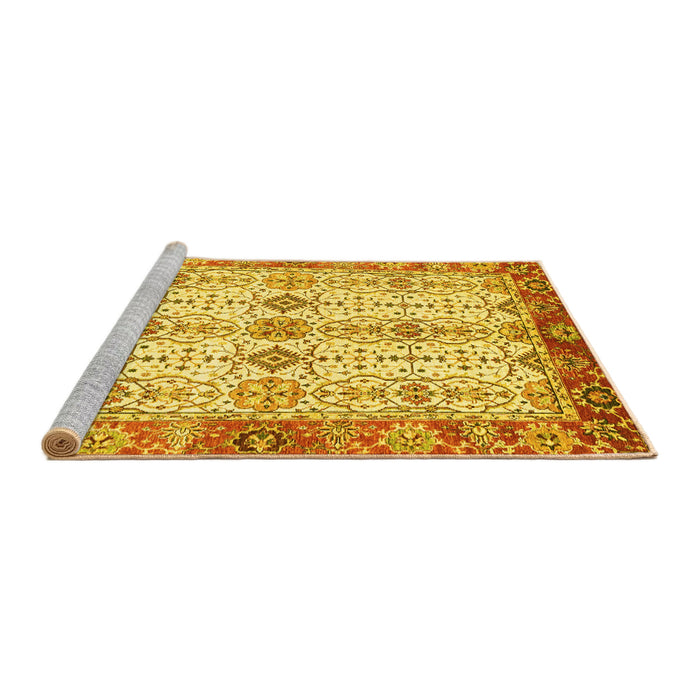 Sideview of Machine Washable Abstract Yellow Modern Rug, wshabs3545yw