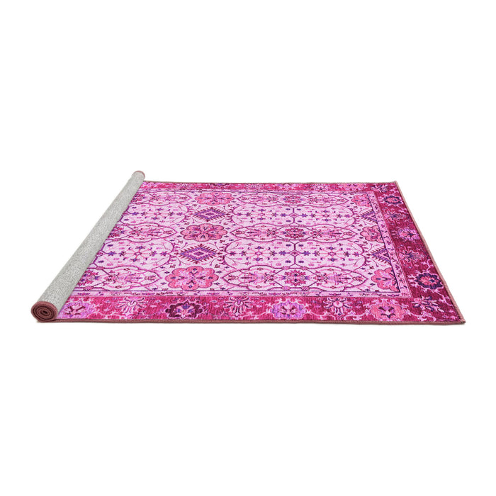 Sideview of Machine Washable Abstract Pink Modern Rug, wshabs3545pnk