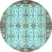 Round Machine Washable Abstract Light Blue Modern Rug, wshabs3545lblu