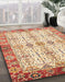 Abstract Brown Gold Modern Rug in Family Room, abs3545