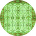 Round Machine Washable Abstract Green Modern Area Rugs, wshabs3545grn