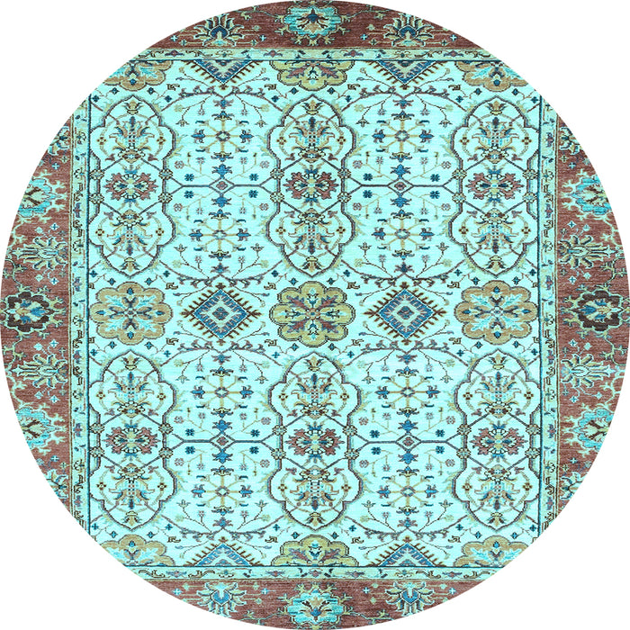 Round Abstract Light Blue Modern Rug, abs3545lblu