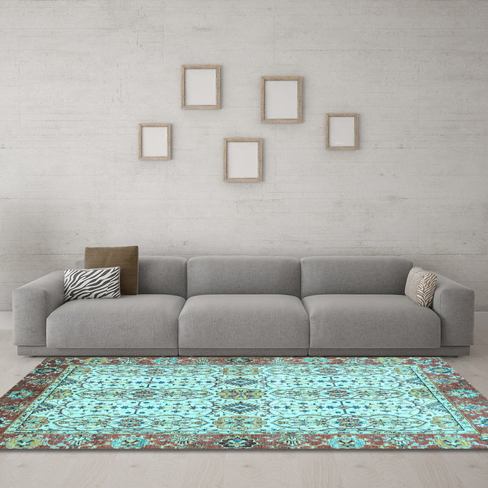 Machine Washable Abstract Light Blue Modern Rug in a Living Room, wshabs3545lblu